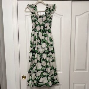 Hill House Green and White Floral Nap Dress